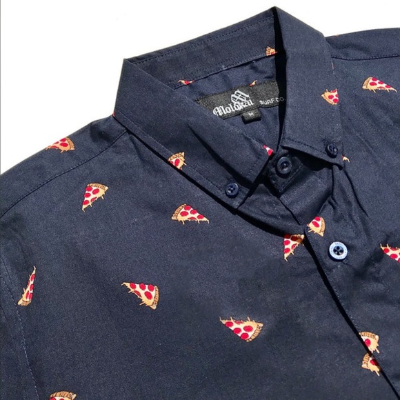Molokai Surf Co. Pizza Print Button Down - Picture 2 of 6